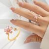 Premium Double Flower Opening Ring Niche Light Luxury Exquisite Index Finger Ring Adjustable Ring
