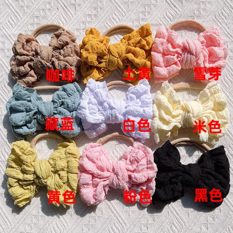 

Весенне-летняя новая детская двухслойная нейлоновая повязка на голову пастельных цветов с бантом, головной убор, детская косынка