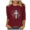 Round Neck 3D Cross Printed Top Fashionable Casual Long Sleeved Women's T-shirts