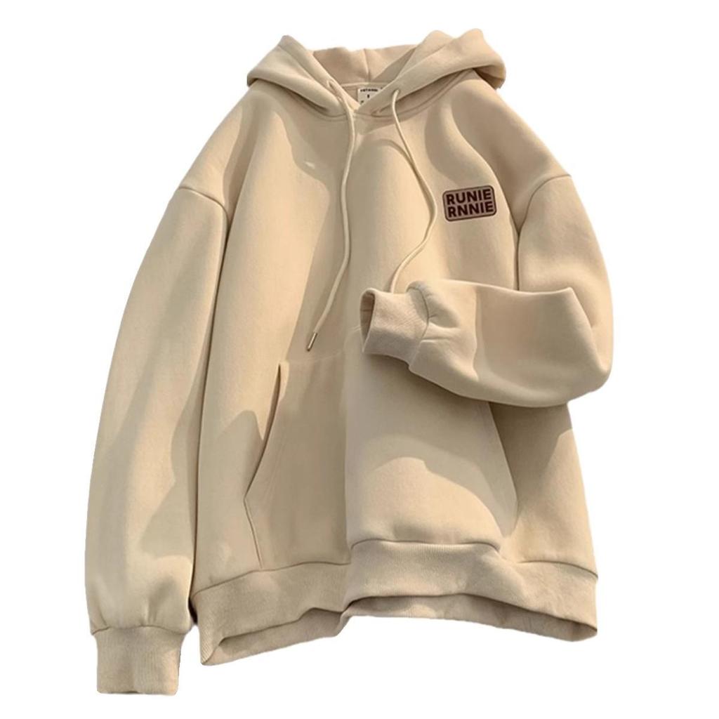 Męska bluza z kapturem w amerykańskim stylu, ciężka, oversize, z aksamitem - Jesień/Zima, młodzieżowa kurtka-bluza