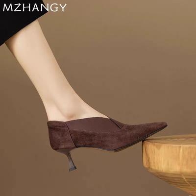 Mode Spitzschuh Damen Stiefeletten Leder Niedrige Absätze Schuhe Elegant Stilettos Damen 2025 Trend Winter Neue Mode Schnee Botas Mujer