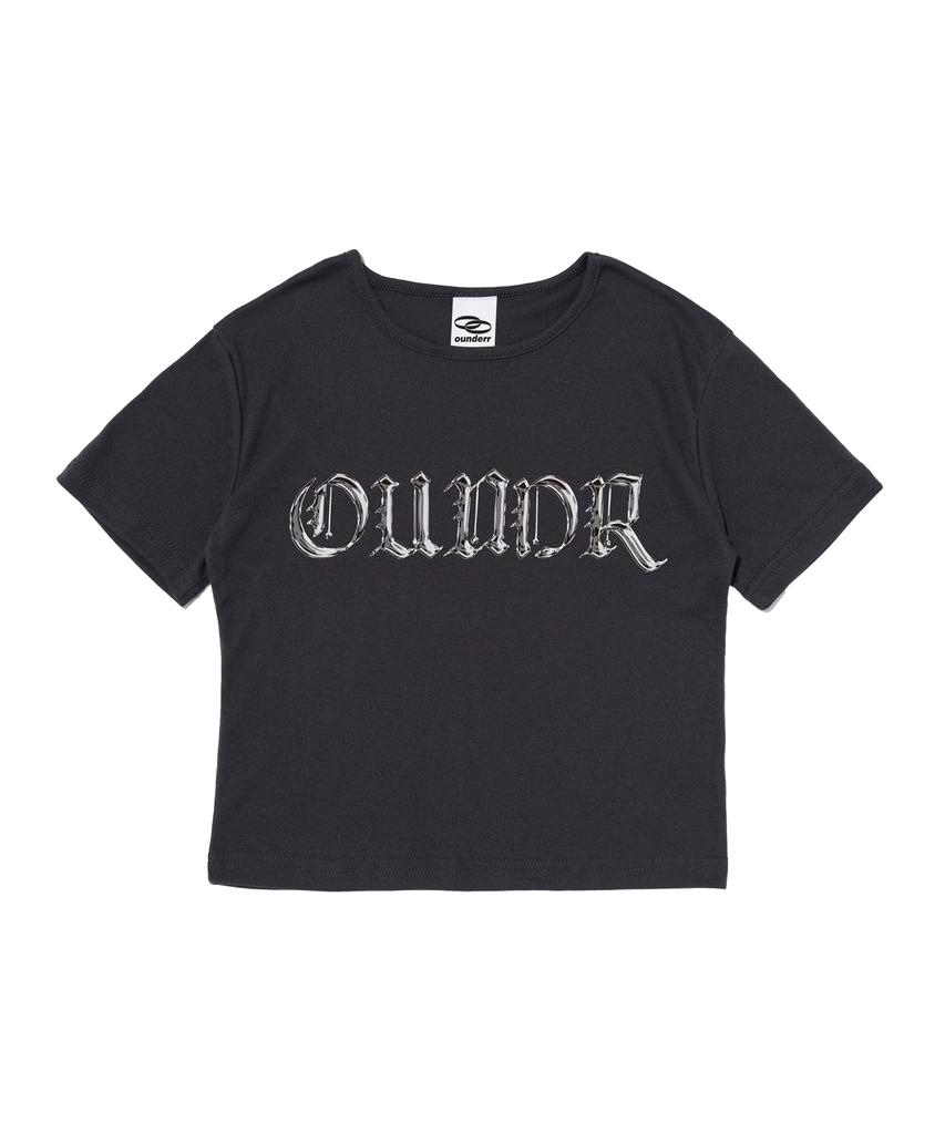 OUNDERR 3D Logo Crop Short Sleeve T-Shirt (Charcoal)