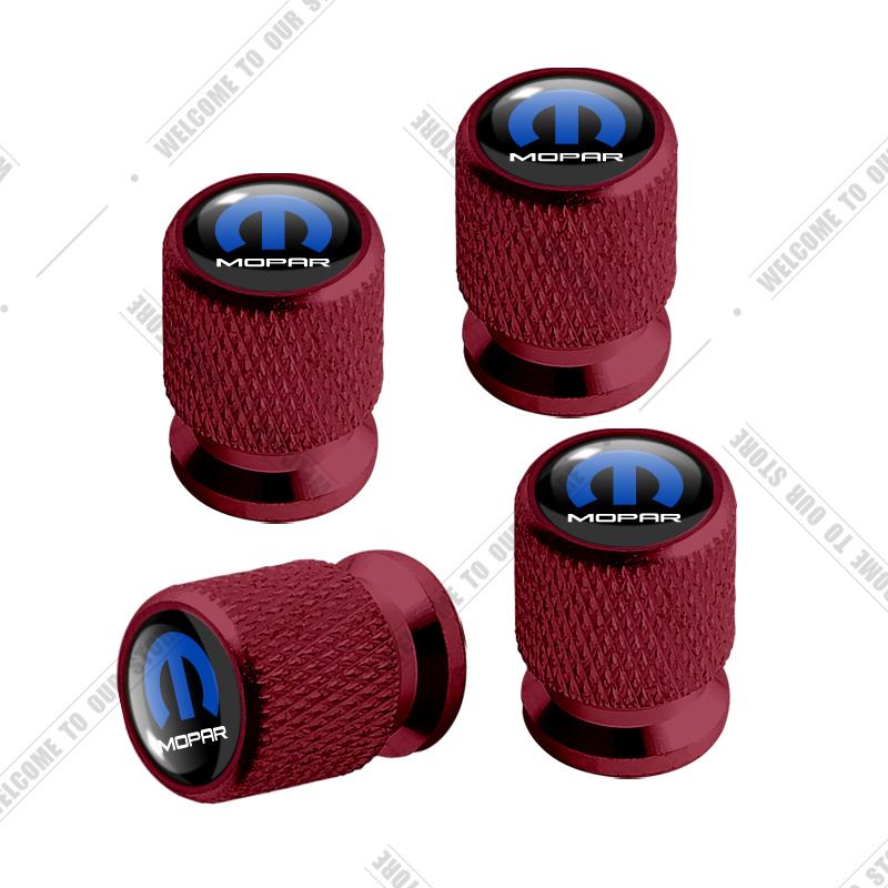 Car CNC Aluminum Mopar Emblem For Charger Chrysler Challenger Ram Cherokee Journey 4pcs Tire Valve Air Port Stem Cover Caps