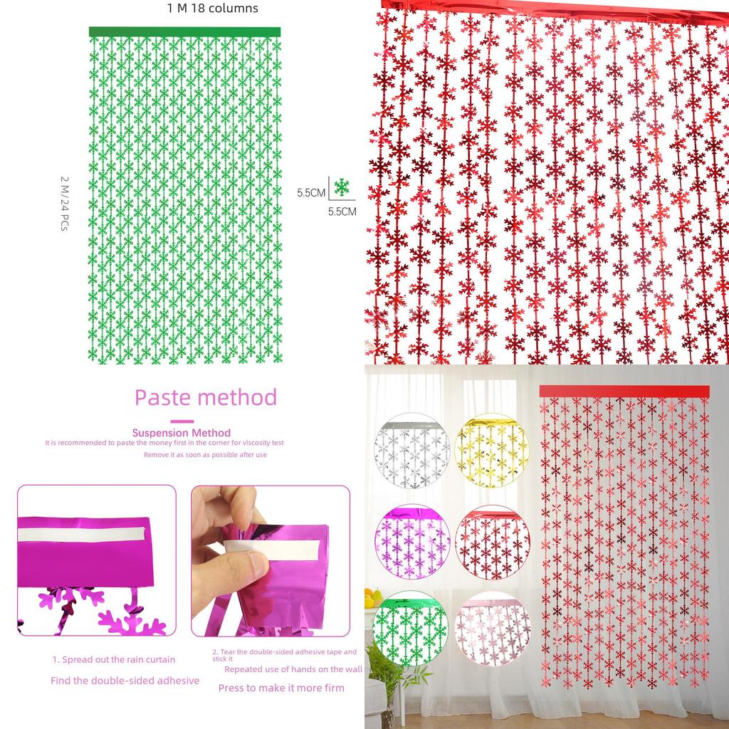 Fantastisk 2 meter jul snöflinga regngardin för festlig bakgrundsdekoration