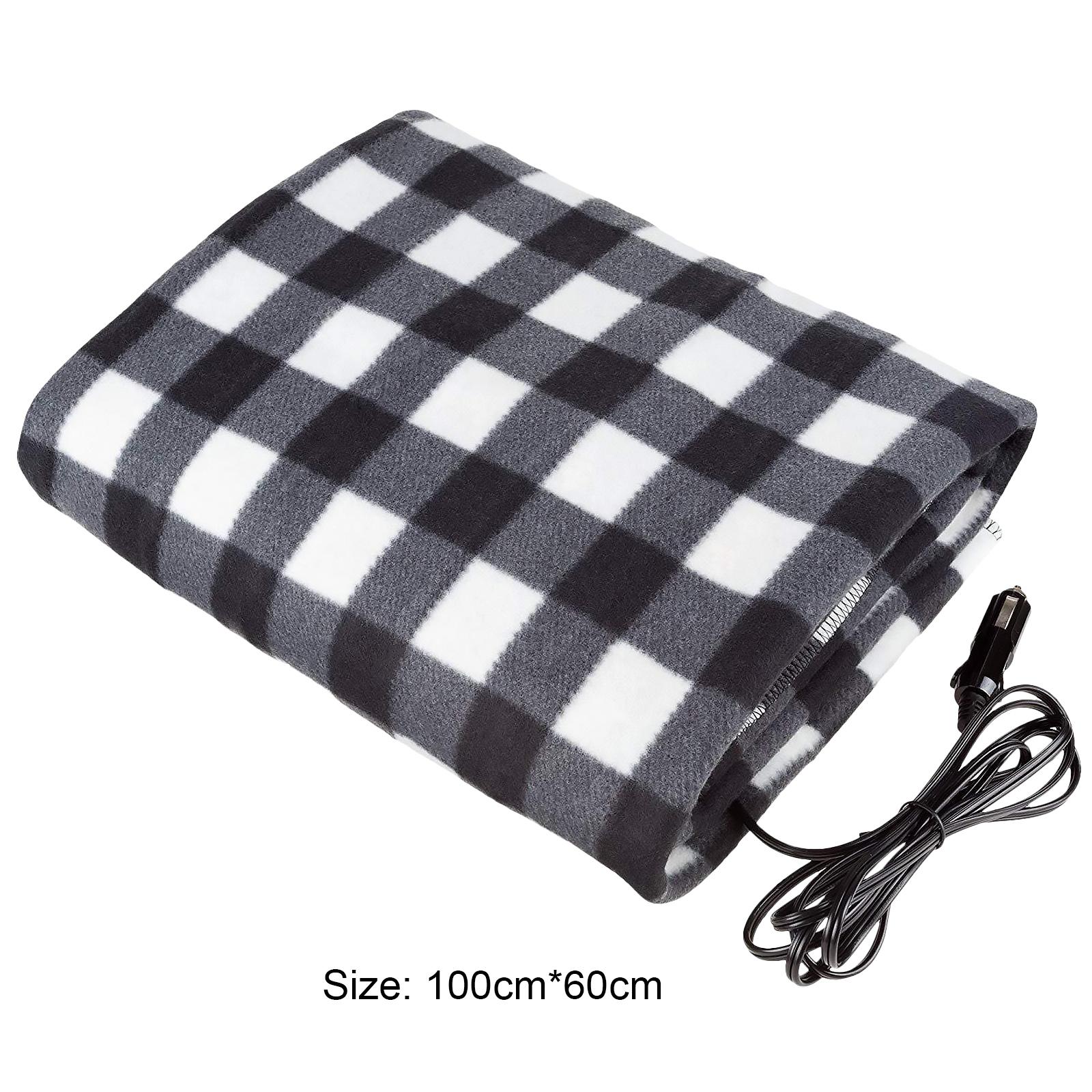 

12V Car Electric Blanket Heated Fleece 4 Heating Level Heated for RV Caravan Camper Winter Warmer Travel Throw Blanket чорний білий колір