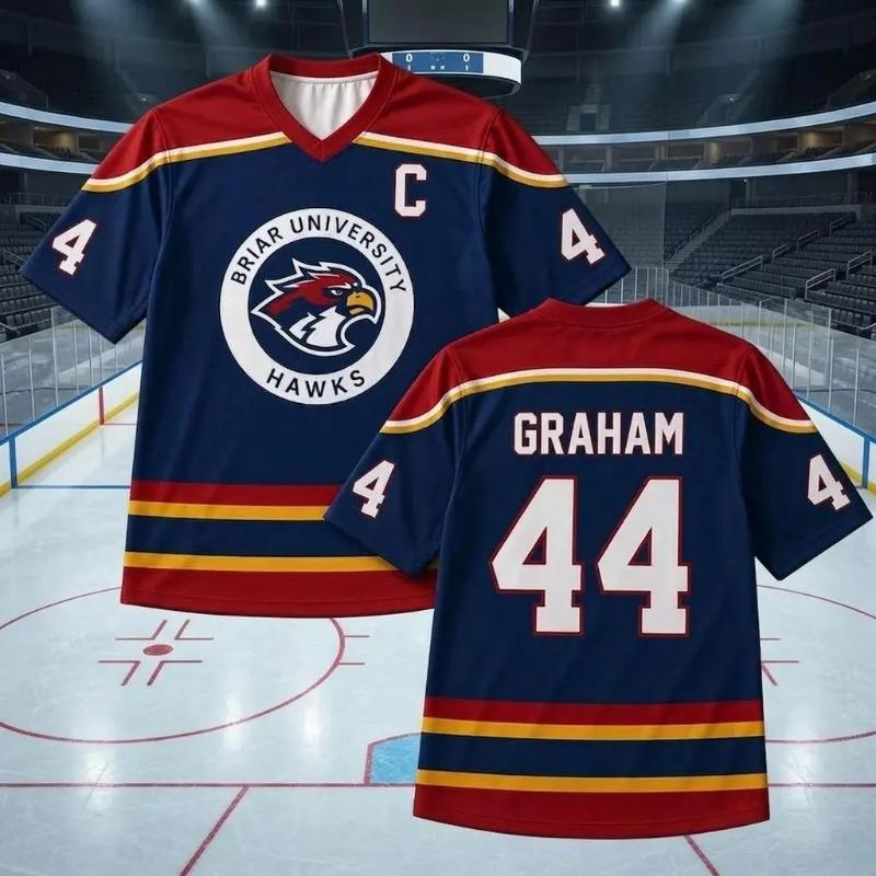 Off Campus Briar University Hawks Jersey Shirt  44 Hockey Shirt Summer Sports Men's T-Shirt Tee Y2k Woman