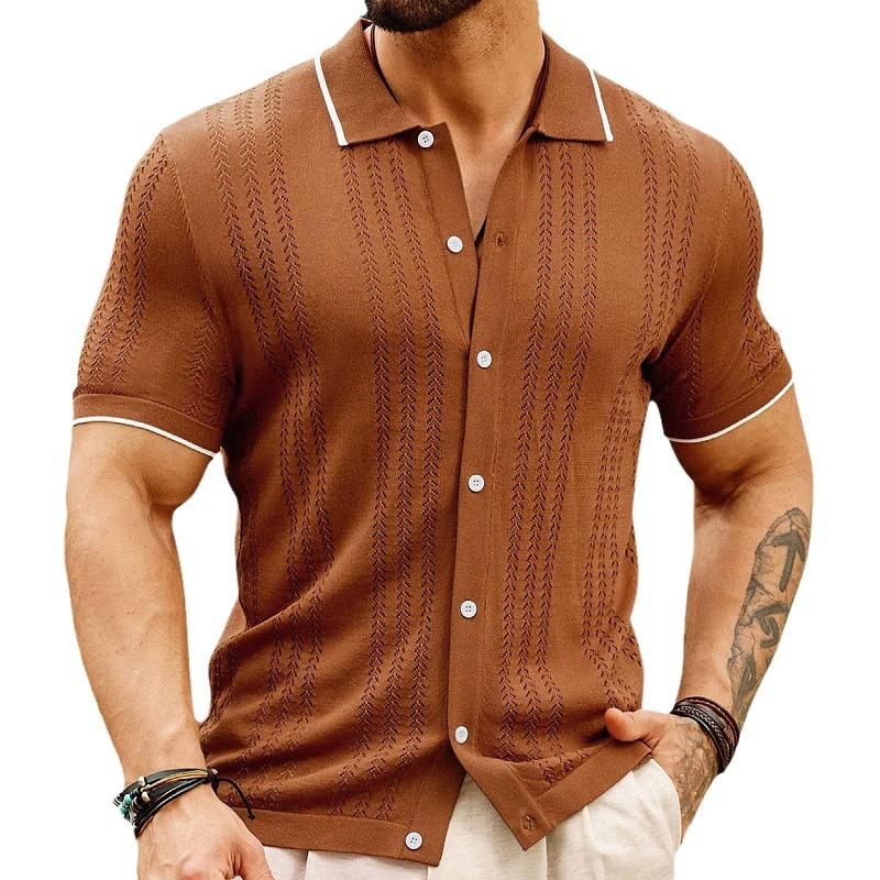Suéter de punto a rayas para hombre europeo y americano Camisa polo informal