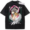 2026 Anime Digimon Angewomon Washed Cotton Tshirt Summer Streetwear Classic Graphic Tee Cartoon Short Sleeve TShirt