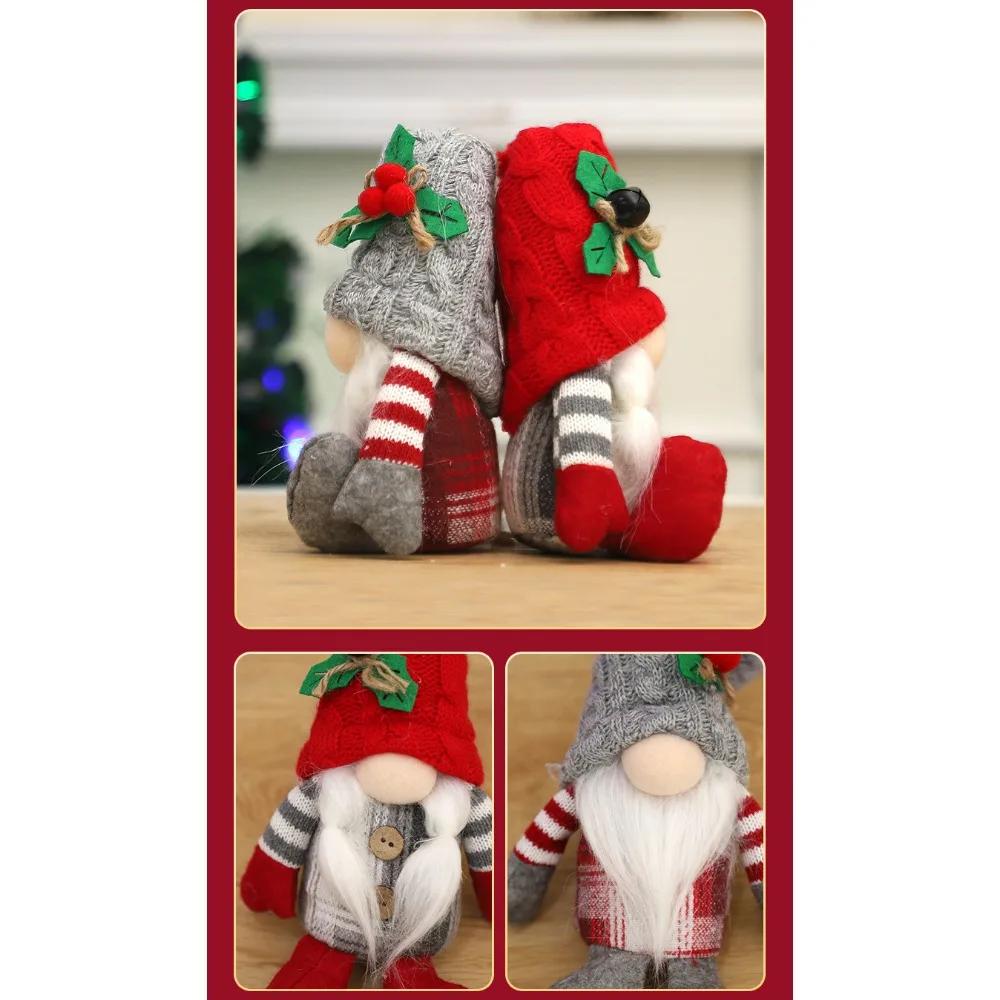 Christmas Hot Selling Doll High End Knitted Sharp Hat Sitting Dwarf Plush Ornament Supplies