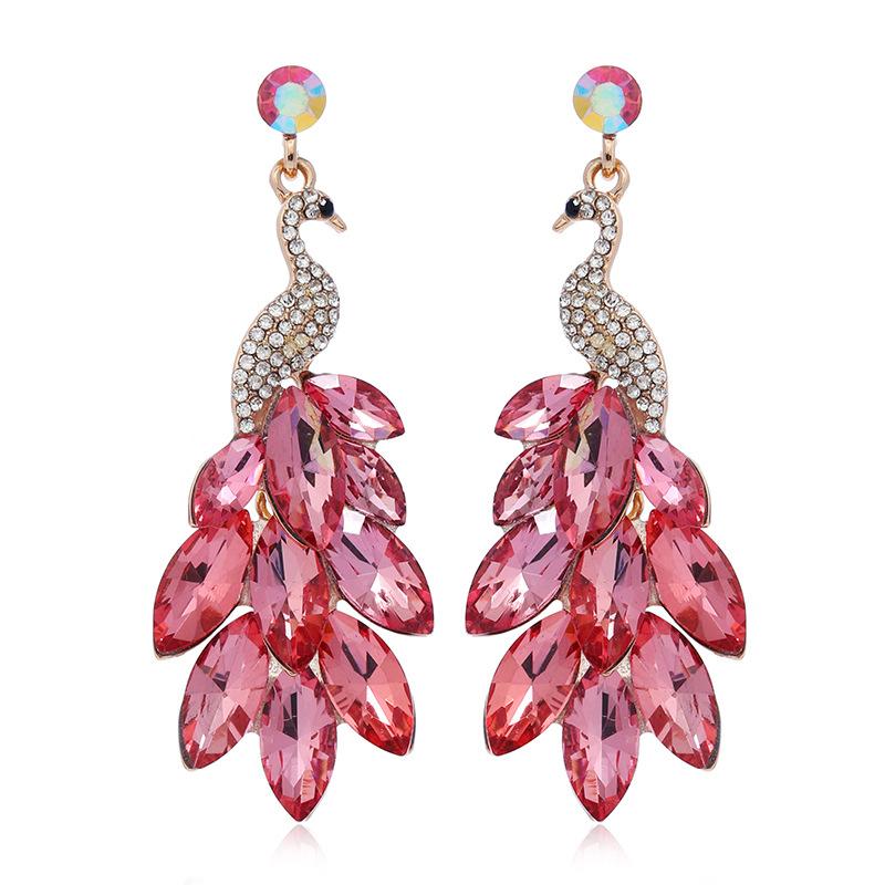 Exotic Peacock Dangle Earrings for Women Exquisite Shiny Zircon Earring Vintage Ethnic Ear Accessories Trendy Aesthetic Jewelry