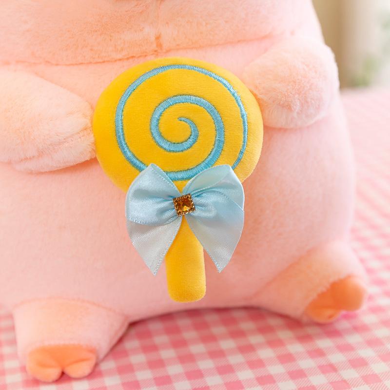 New cute pig plush toy children's birthday gift doll doll cute lollipop pig doll