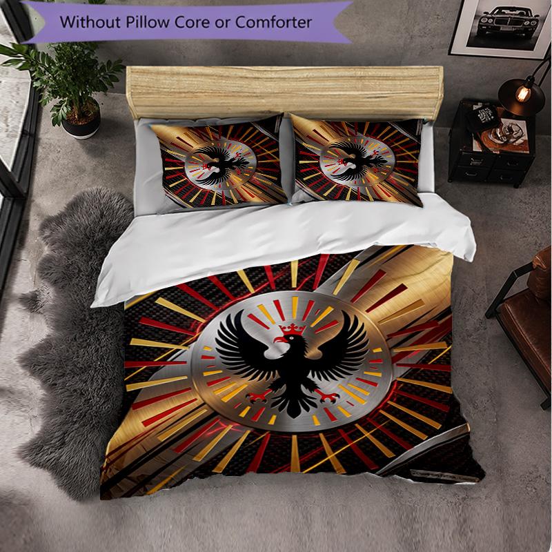 Belgium Football Pattern 3 Pieces Bedding Set Soft Microfiber Duvet Cover with Pillow Cases for Bedroom