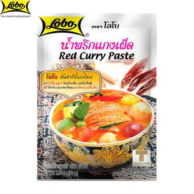 Lobo Pasta di curry rosso, autentico curry thailandese / senza glutammato monosodico, conservanti o coloranti artificiali aggiunti / per 2 porzioni, cibo thailandese, 50 g