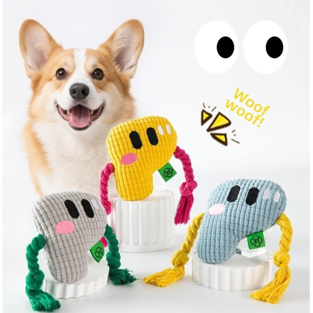 Alphabet Sounds Dog Chew Toy Chew Resistant Pineapple Fleece Dog Rope Knot Toy Bite Resistant Two-Tone Color Blocking