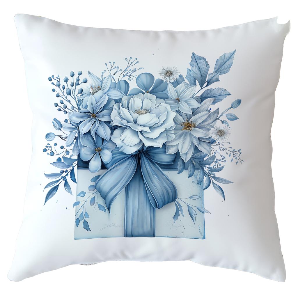 Christmas Cushion Cover Blue Snowflake Reindeer Design Festive Decorative Pillow Case Holiday Sofa Bed Home Decor Pillowcase