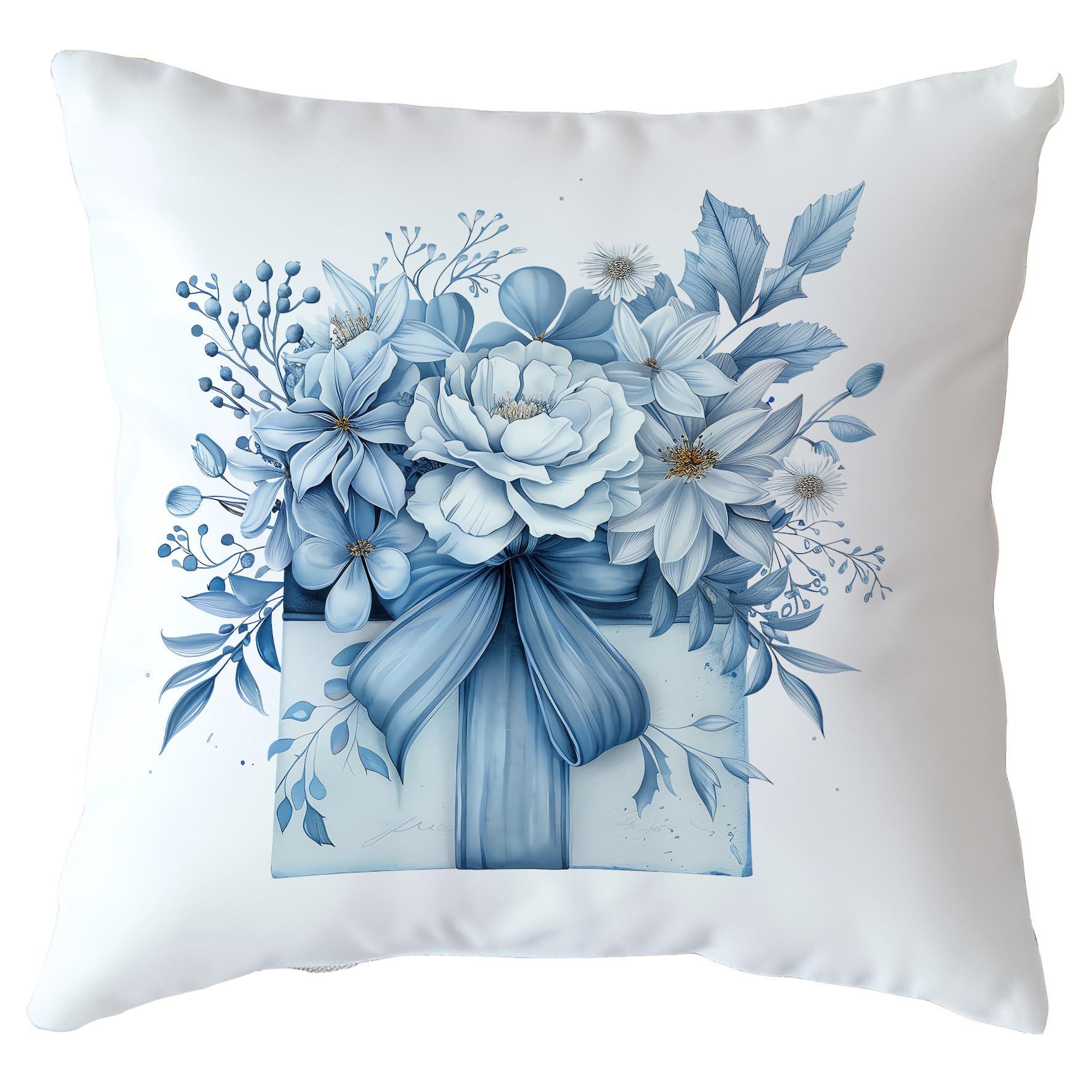 

Новая Зимняя Рождественская Наволочка Синяя Снежинка Лось Рождественская Праздничная Домашняя Декорация Чехол для Подушки 45*45cm