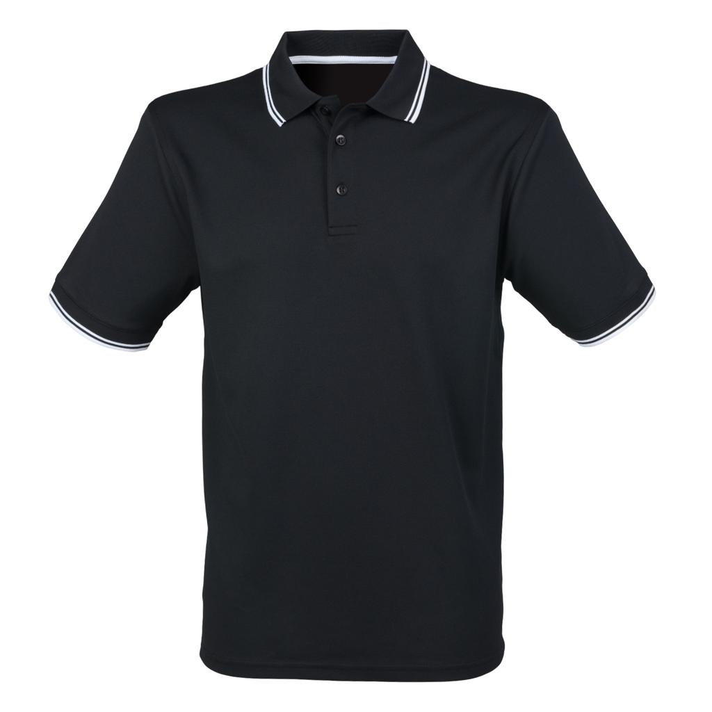 Henbury Mens CoolPlus Tipped Short-Sleeved Polo Shirt