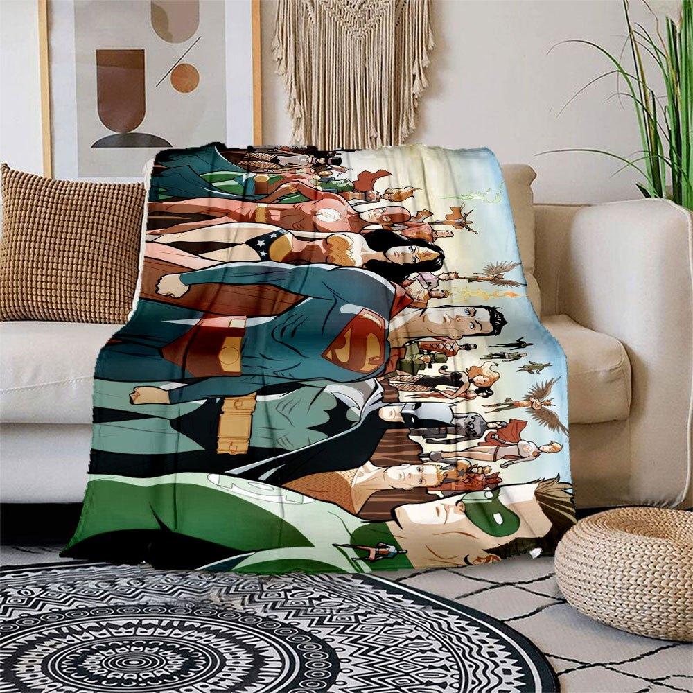 

Justice League Superheroes Group Poster PrintBlanket Flannel Throw Blanket for Sofa, Bed, Travel, Camping, Office, Couch, Chair 80cm×120cm