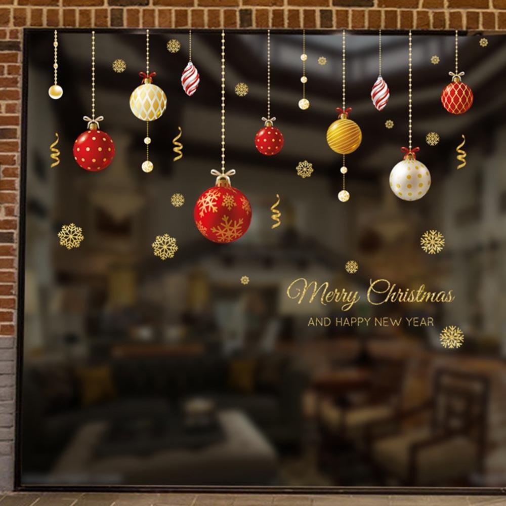 Xmas Ball Wall Stickers for Living Room Bar Supermarket and Door Decor