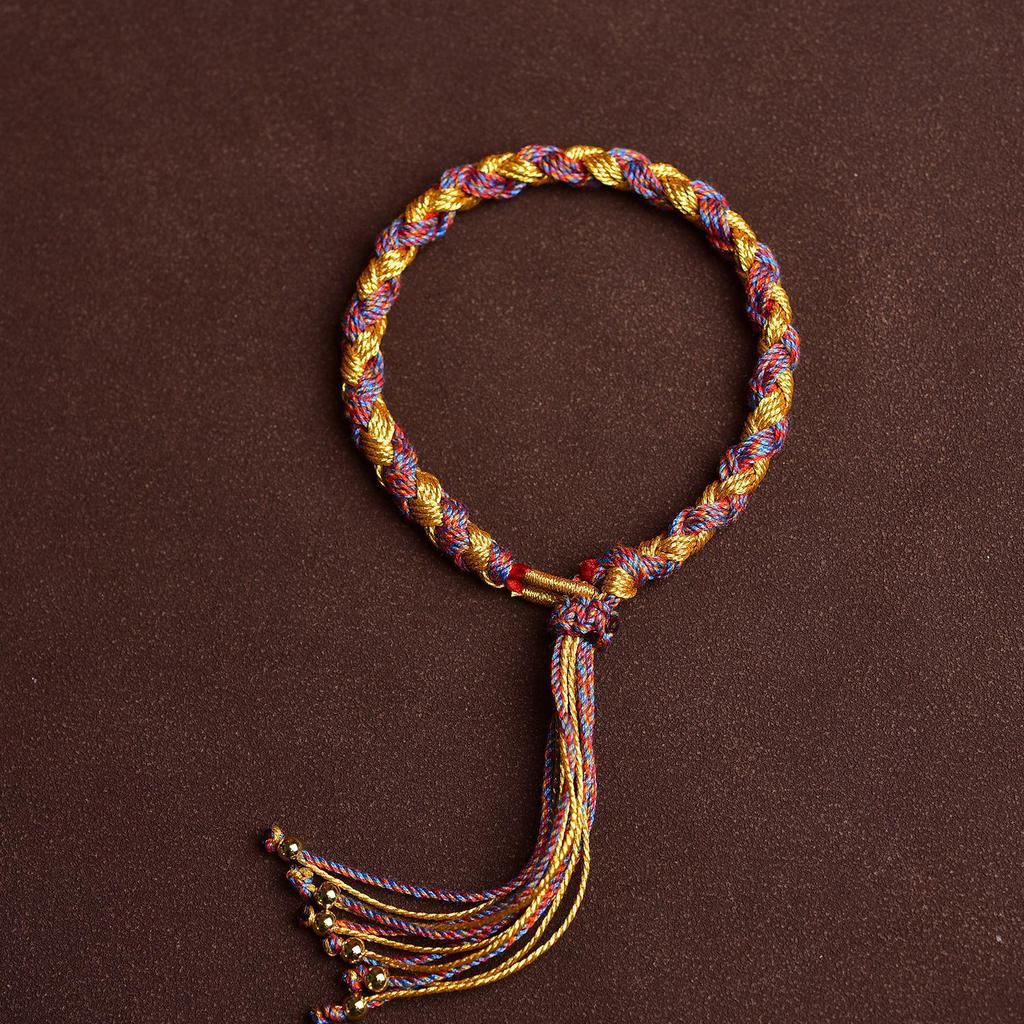 Tibetan Dragon Scale Knotted Adjustable Five-Color Hand-Woven Ethnic Bracelet