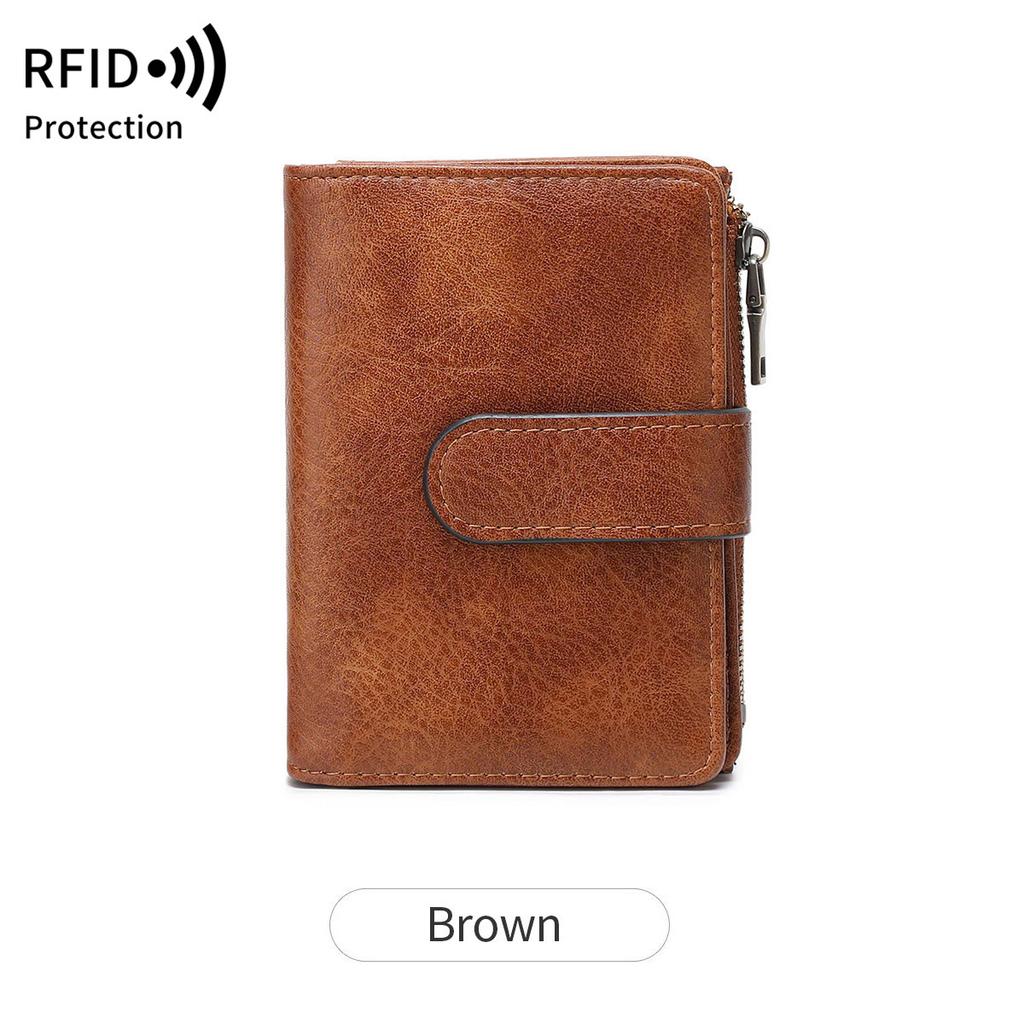 Anti-theft Brush Women's Short Wallet Korean Version Three-fold Portable Clutch Bag Simple Solid Color Wallet