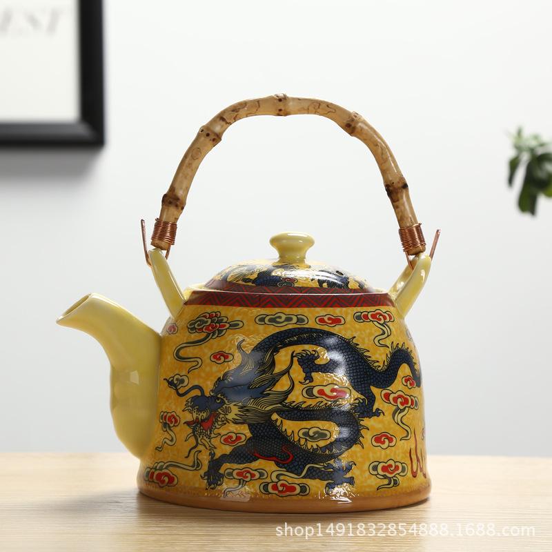 Large Capacity Ceramics High Temperature Resistant 800ML with Filter Ceramic Kettle Teapot Flower Pattern A Variety of Styles