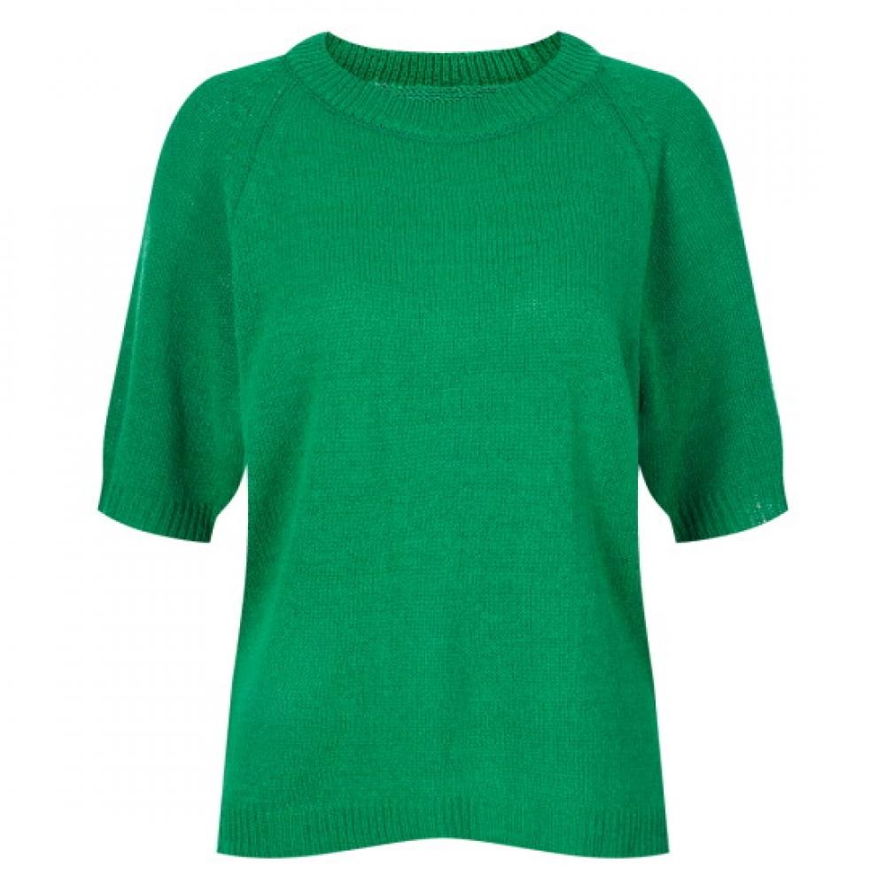 Shop Women Round Neck ShorT Sleeve KniT T shirT Green Frb Wkn 20414