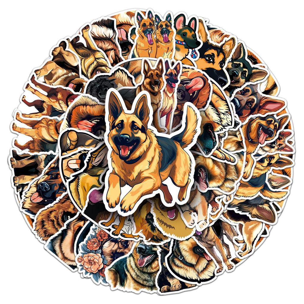 50 German Shepherd Cartoon Stickers: Waterproof, Decorative for Phone Cases, Water Bottles, Journals