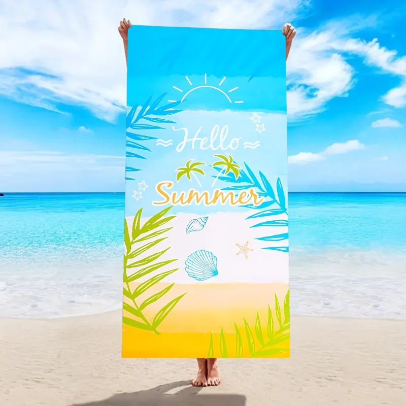 Tropical Jungle Palm Monstera Leaf Beach Towel Watercolor Green Foliage Boho Print Soft Absorbent Quick Dry Beach Blanket
