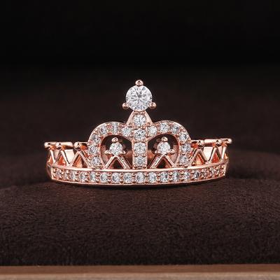 Crown Rings for Women Shiny Crystal Zircon Romantic Lady Wedding Engagement Anniversary Rings Fashion Jewelry Accessories