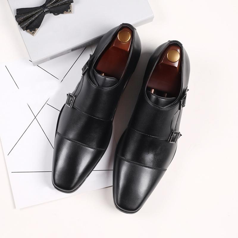 Men's Business Shoes Stylish Square Toe Leather Casual Shoes High Quality Men's Party Shoes 2025 British Style Formal Work Shoe