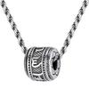 Rotatable Retro Thai Silver Six-Character Mantra Necklace: Unisex Oxidized Pendant Sweater Chain
