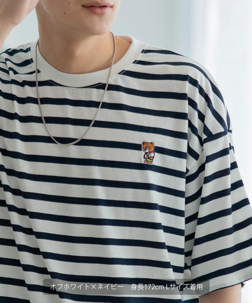 [IMPROVES] [SIDEWAYSTANCE] Embroidered Downer Bear Border Short Sleeve T-Shirt