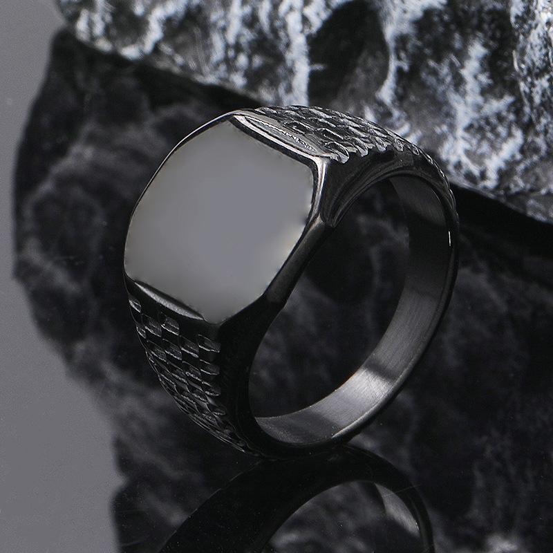 Cuervo, Anillo de Acero de Titanio, Anillo Dominante para Hombre de Negocios, Anillo Geométrico Sólido Simple
