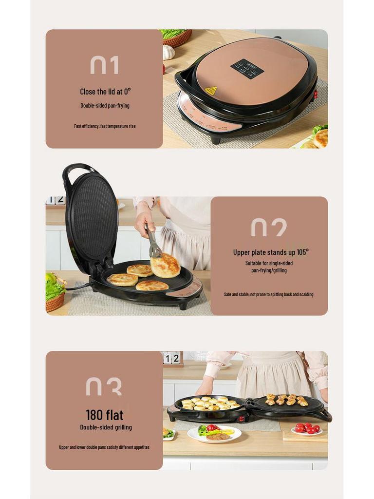 Electric Griddle with Increased Depth: Multi-functional Double-Sided Cooking Pan for Frying, Grilling, Baking, Crepes, and Pancakes