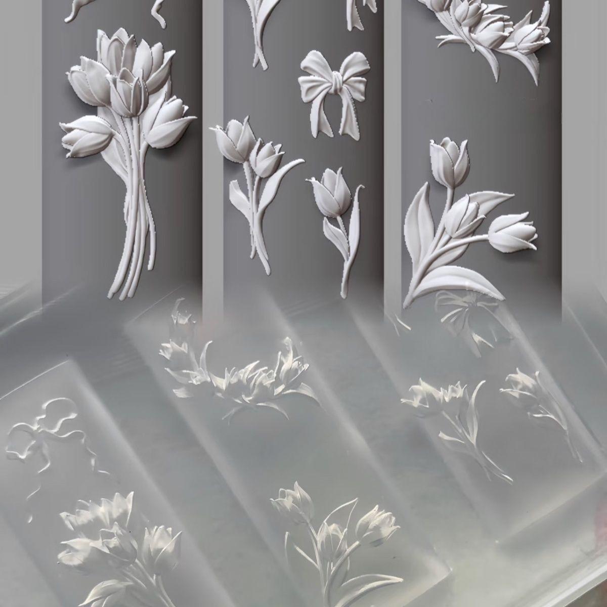 Tulip Bouquet Nail Art Stencils – High Transparency DIY Accessories