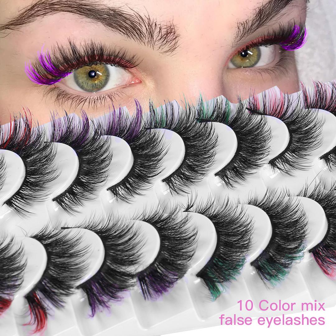 

10 Packs of Colored False Eyelashes Thick Natural Slant Flying Fox Eyelashes