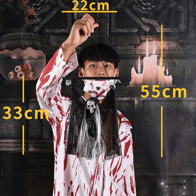 Screaming Motorized Ghost Hanging Prop LED Glowing Skeleton Animated Bar Decor Halloween KTV Prank Motion Activated