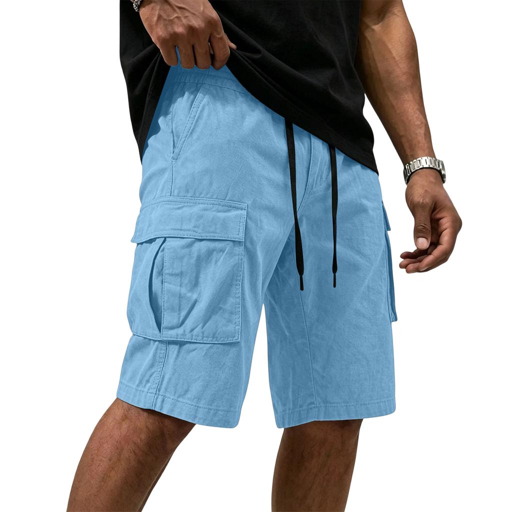 Mens Cargo Shorts Multi Pocket Drawstring Waist Relaxed Fit Workwear Style Casual Cotton Short Pants for Outdoor Activities