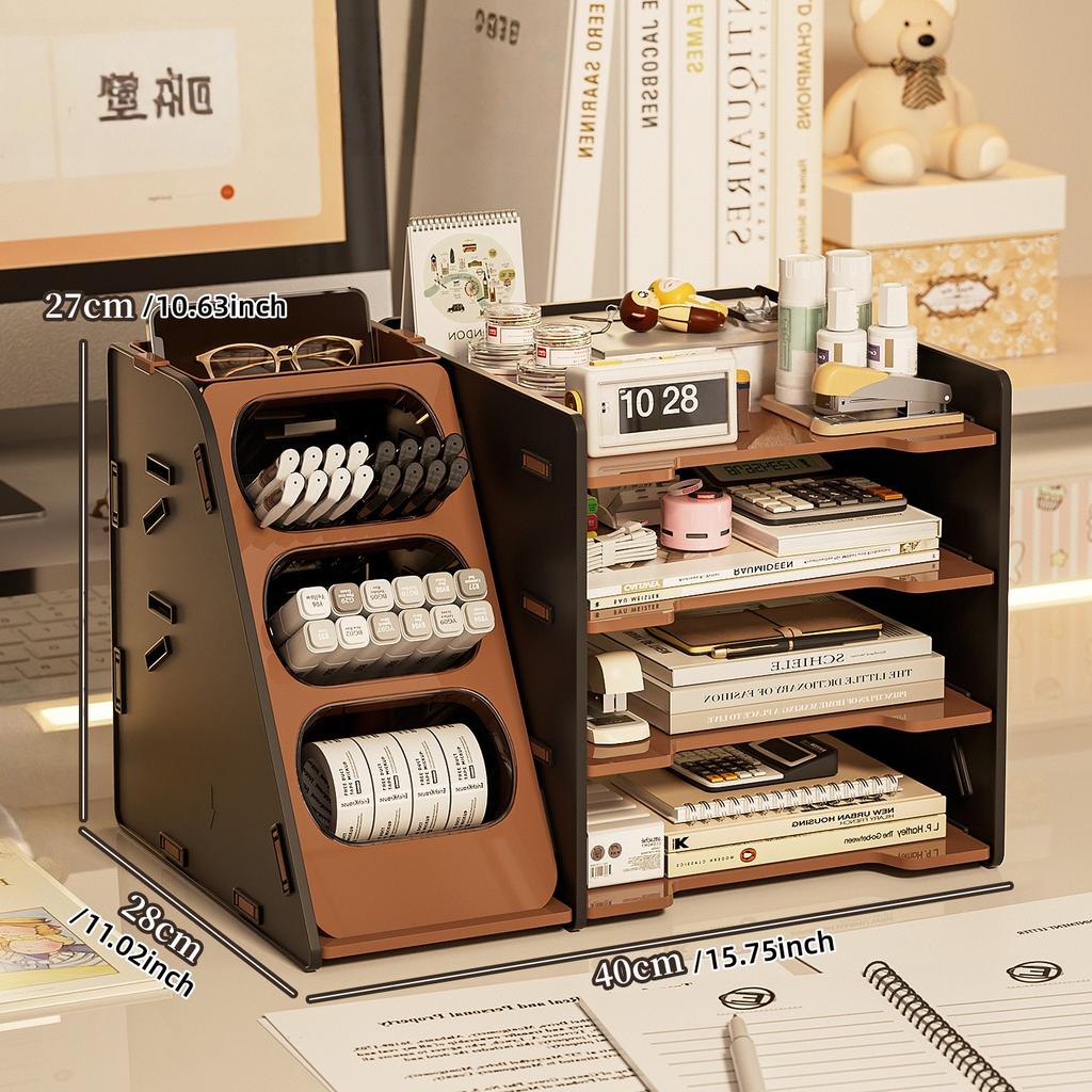 Desktop Storage Box, Office Desk File and Stationery Storage Rack, Cosmetics and Skincare Products Storage Cabinet
