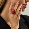 Anello in Resina con Gemma Stile Maillard - Ornamento Geometrico Irregolare Retro per Dito