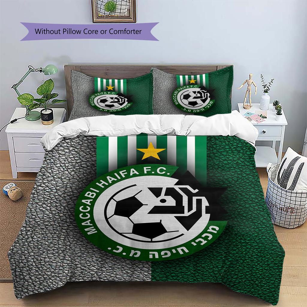 Maccabi Haifa Pattern Bedding Home Decoration Birthday Gift ( 1 duvet cover + 2 pillowcase, without core),fan merchandise.