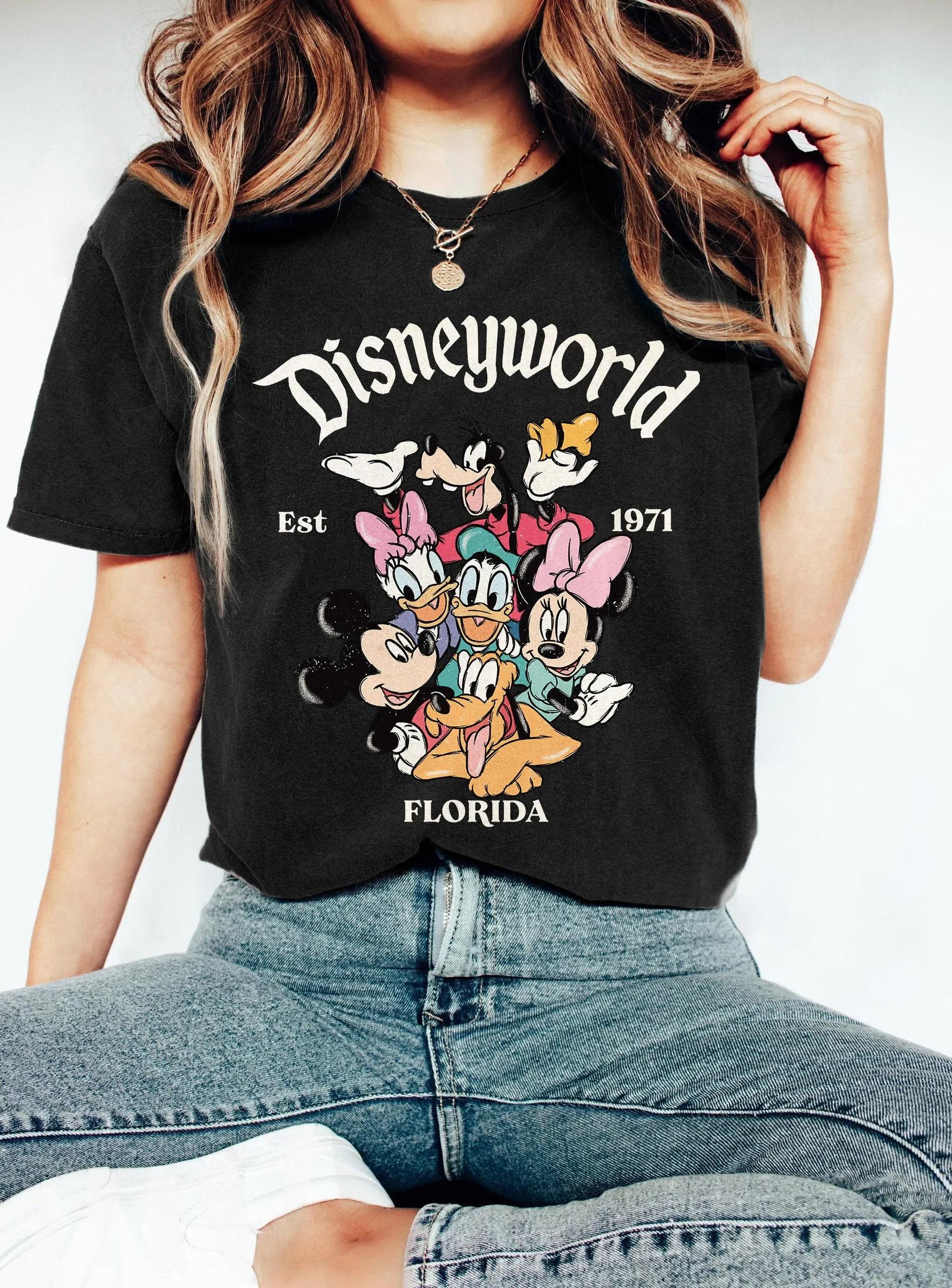 Disney World Florida Tshirt Womens Shortsleeved Cotton Tshirt Summer Fashion Brand Tshirt Cartoon Animation Tops Plus Size S