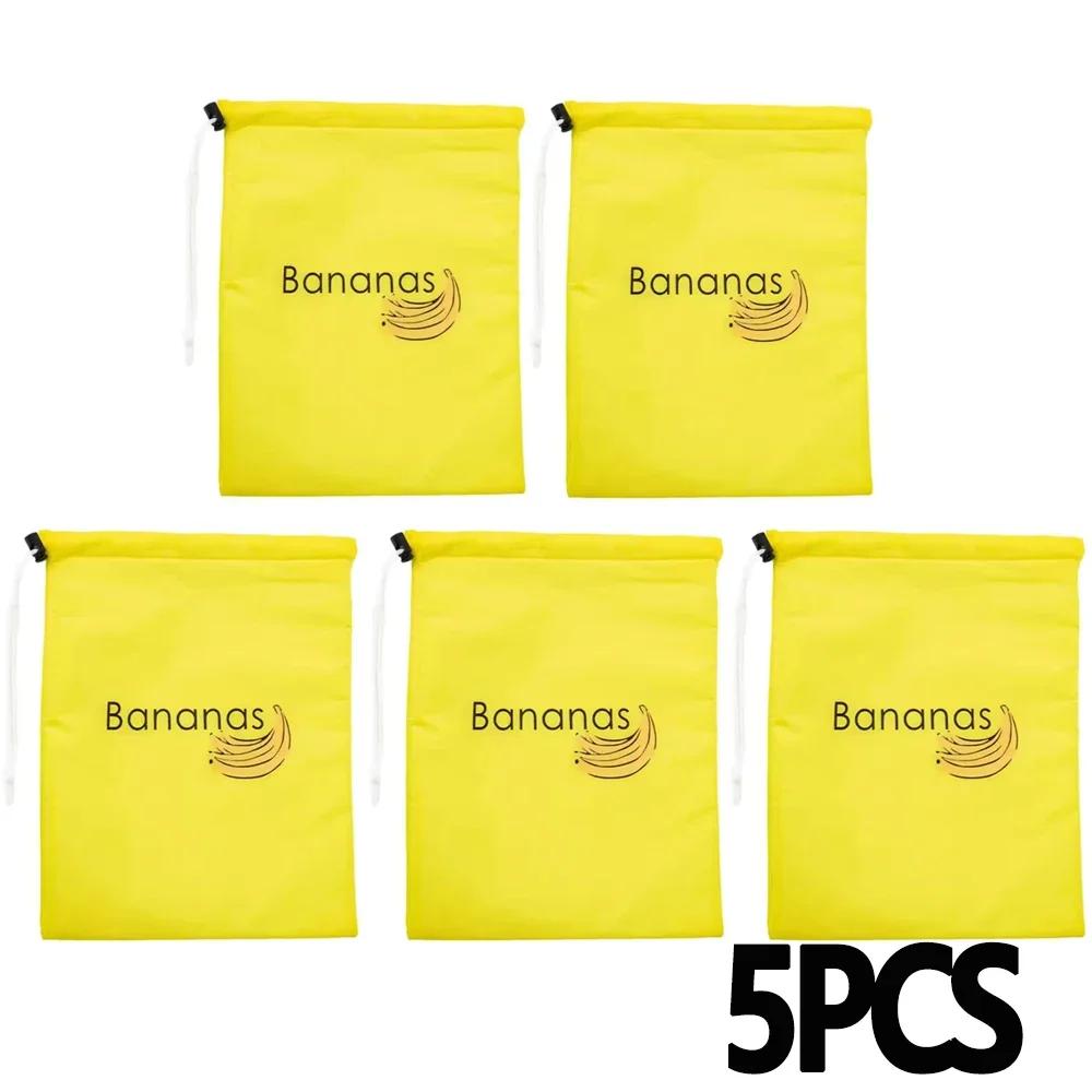 1-9Pcs Durable Yellow Banana Storage Bags Insulated Fruit Vegetable Fresh-keep Bundle Pocket Drawstring Banana Preserve Bag