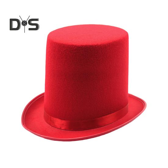 

Высокая шляпа фокусника, высокая шляпа британского черного джазового цилиндра, мужская и женская шляпа придворного джентльмена, плоская фетровая шляпа для выступлений, ролевых игр, Рождества красный