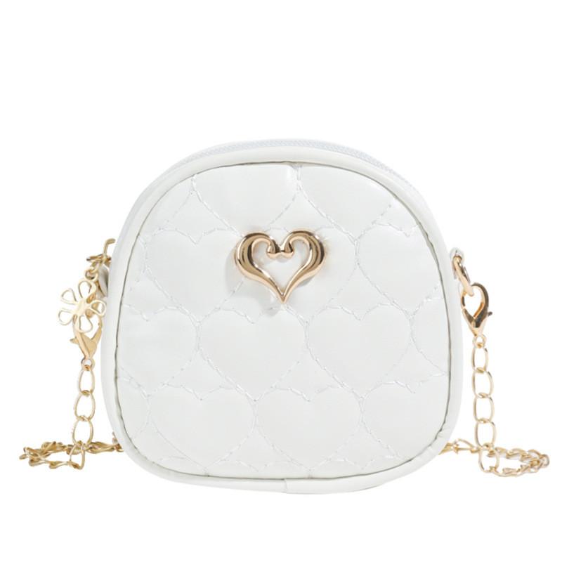 Childrens Mini Pu Chain Bag With Love Heart Decoration For Daily Use