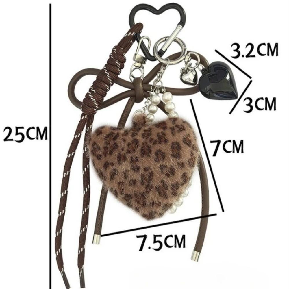 Cute Woven Rope Leopard Print Pendant Handmade Furry Ball Keychain Love Design Keychain Pendant