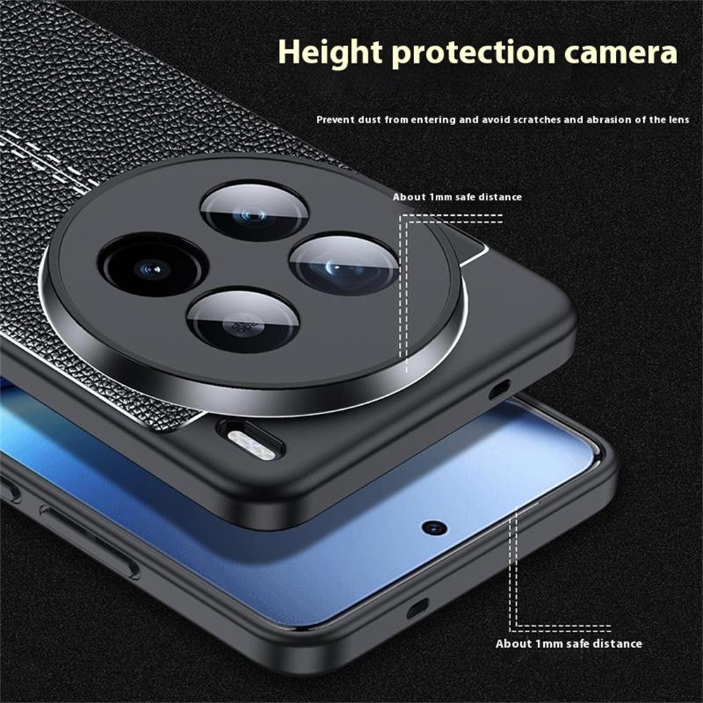 

For vivo X200 5G Case Litchi Texture TPU Flexible Phone Cover,Black A