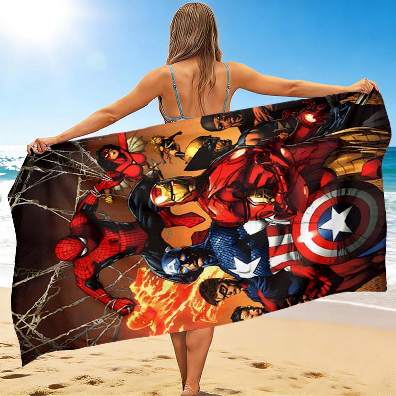 1Pc Superhero Teamup Beach Towel, Quick Dry, Multi-Use for Beach Pool Gym Yoga Home Travel, Christmas, Halloween, Xmas Gift M928676