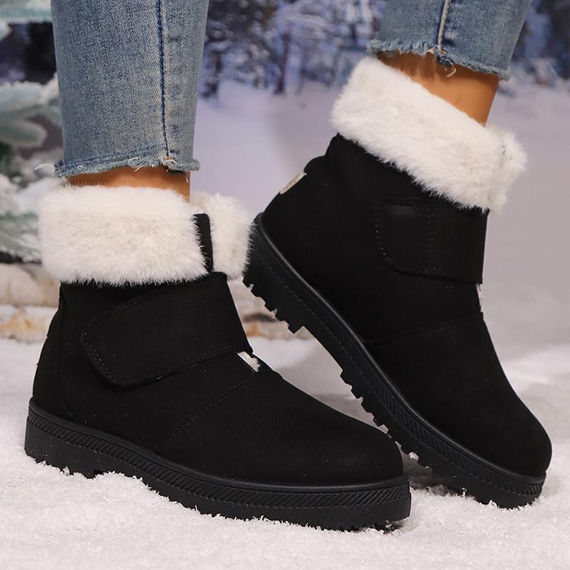 Lucyever Faux Fur Platform Snow Boots Women Non Slip Faux Suede Winter Booties Mujer Keep Warm Ankle Boots Woman Plus Size 44